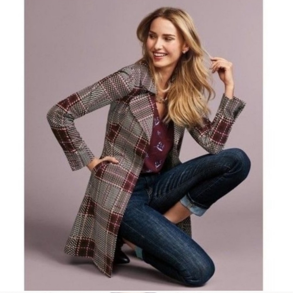 Cabi Sovereign Plaid Trench Coat Jacket 3370